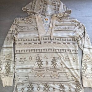 C.C California Beige Patterned Hoodie